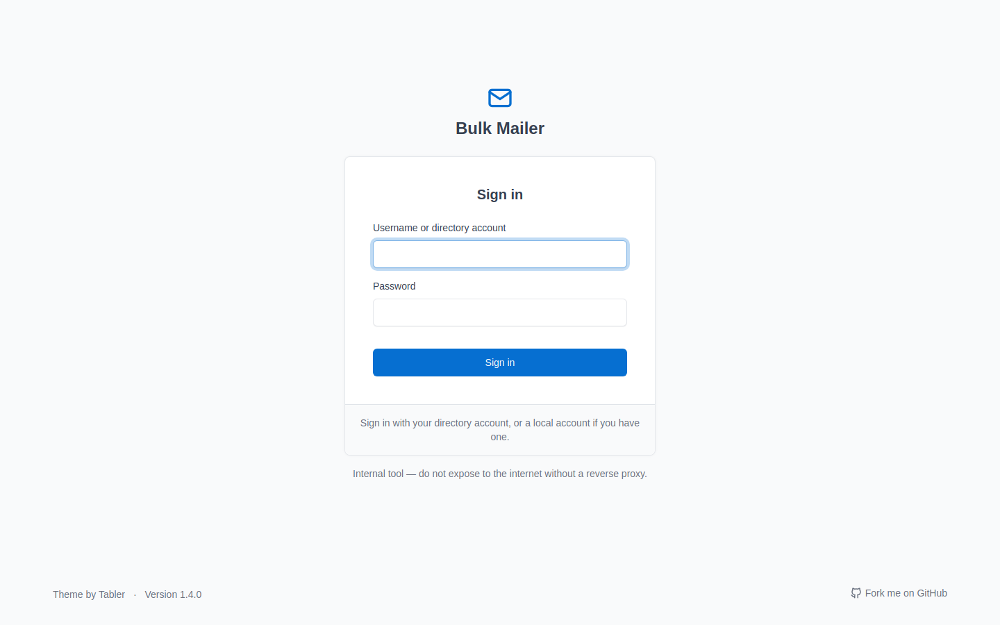 The sign-in page